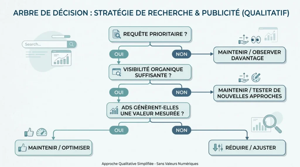 Arbre de décision qualitatif pour arbitrer SEO et Google Ads par requête